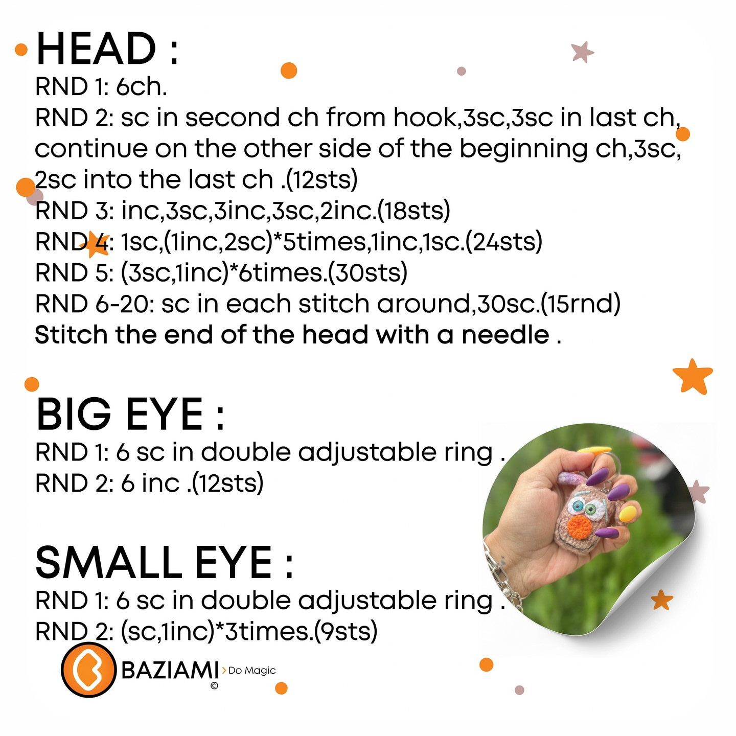 Crochet Keychain Pattern for Cute Animal Face Design