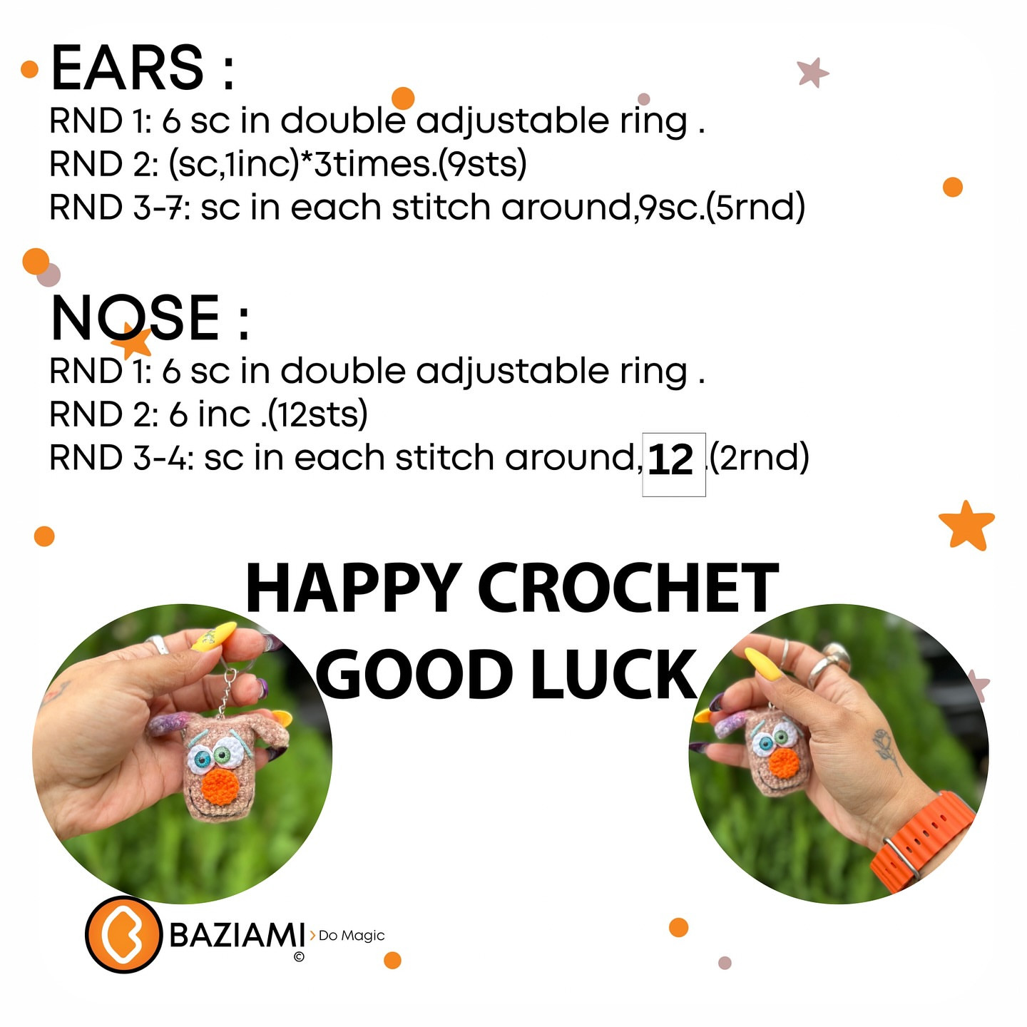 Crochet Keychain Pattern for Cute Animal Face Design