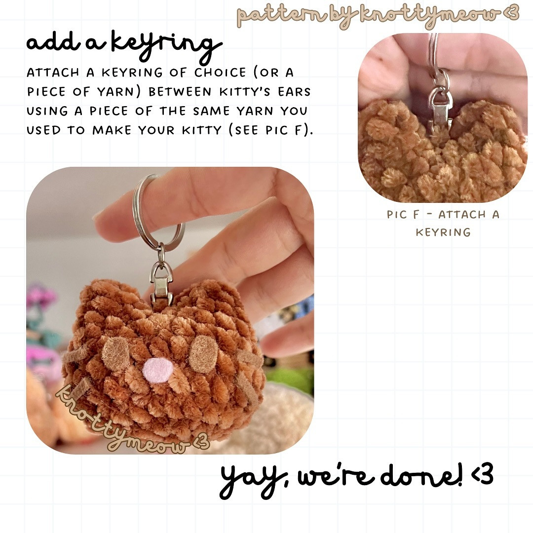 Crochet Kitty Keychain Pattern - Free and No Sew Tutorial