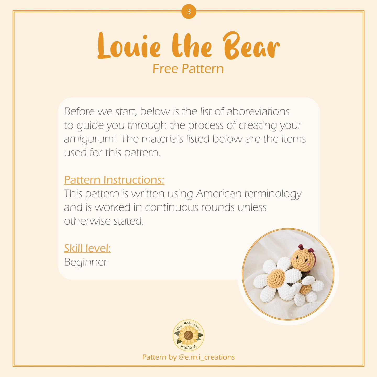 Crochet Louie the Bear Amigurumi Free Pattern Tutorial