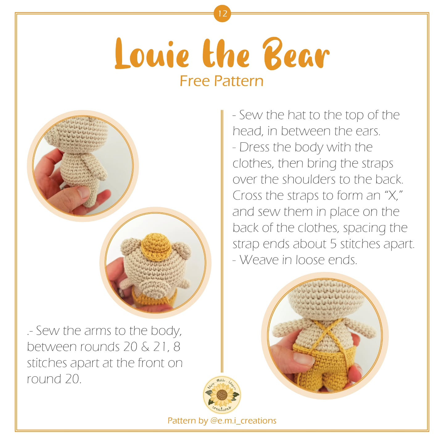 Crochet Louie the Bear Amigurumi Free Pattern Tutorial