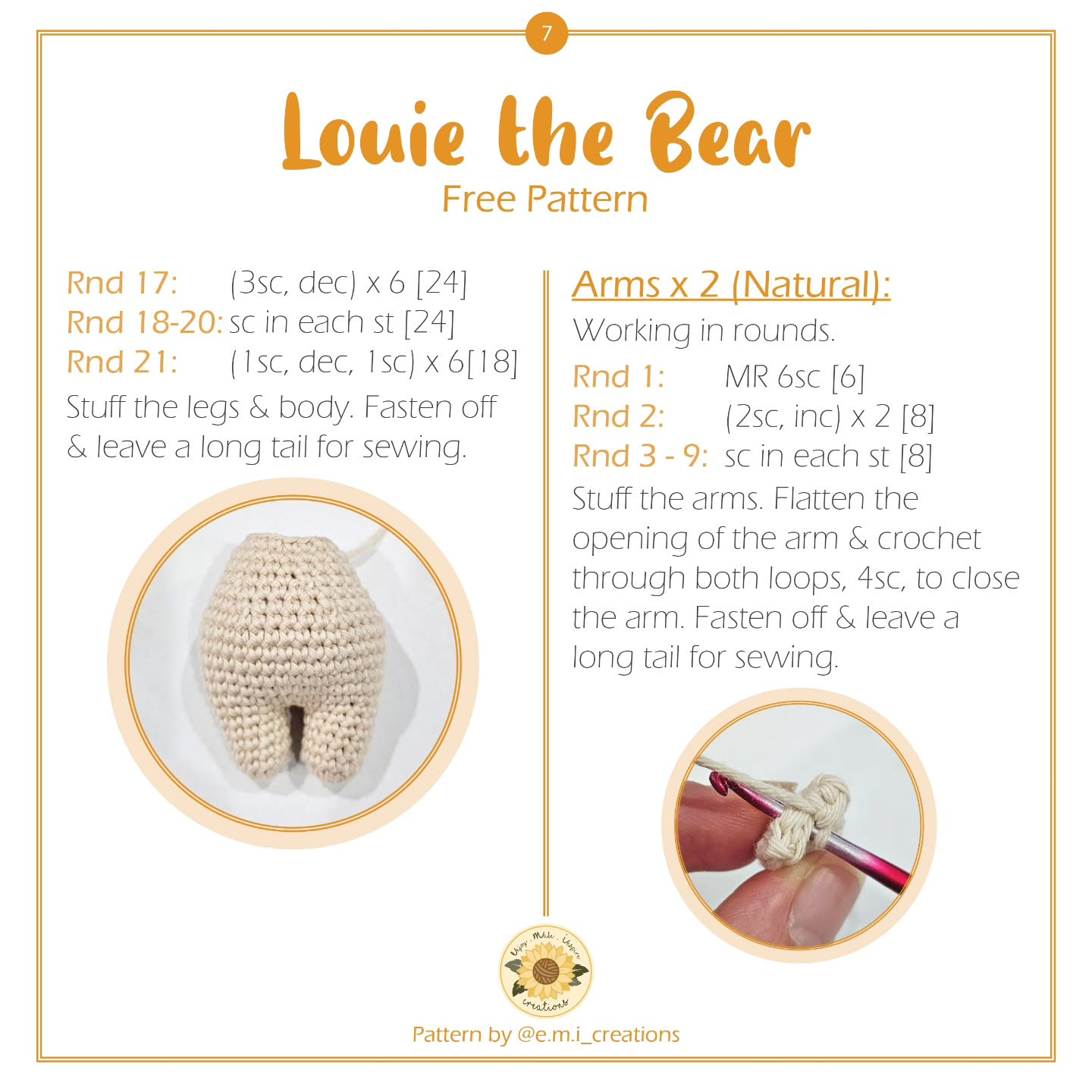 Crochet Louie the Bear Amigurumi Free Pattern Tutorial