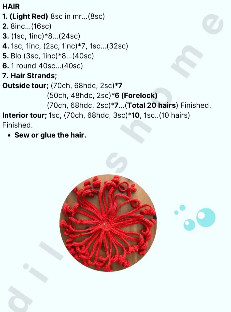 Crochet Mermaid Doll Pattern with Red Hair and Purple Top