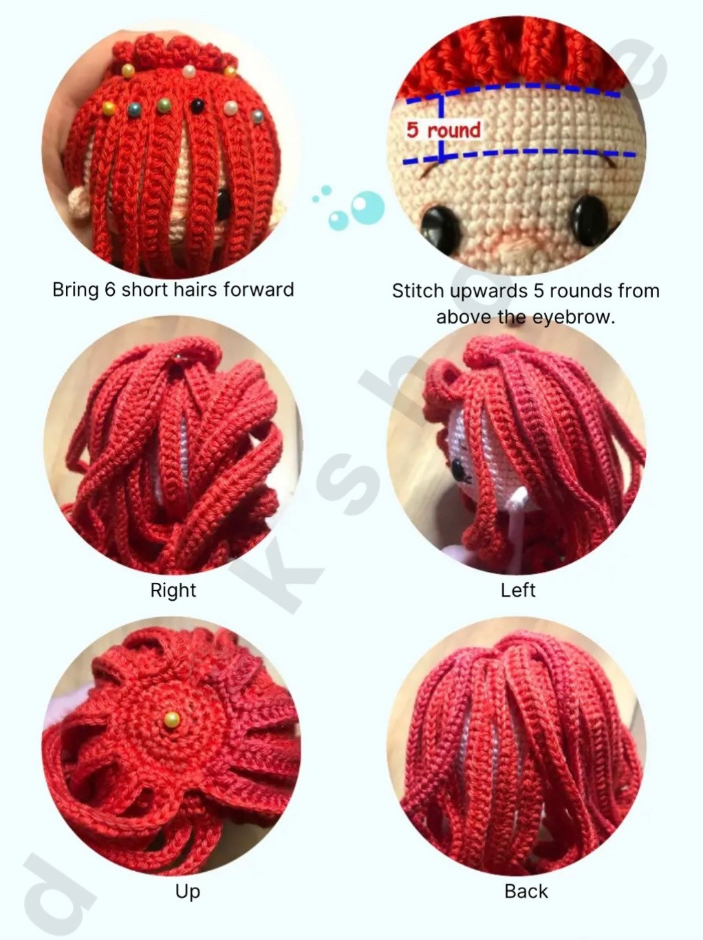 Crochet Mermaid Doll Pattern with Red Hair and Purple Top