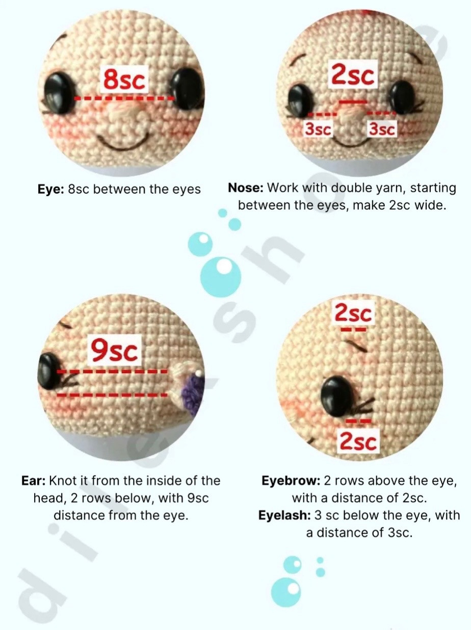 Crochet Mermaid Doll Pattern with Red Hair and Purple Top