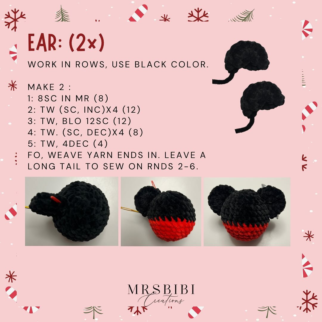 Crochet Mickey Mouse Christmas Ornament for Holiday Decor