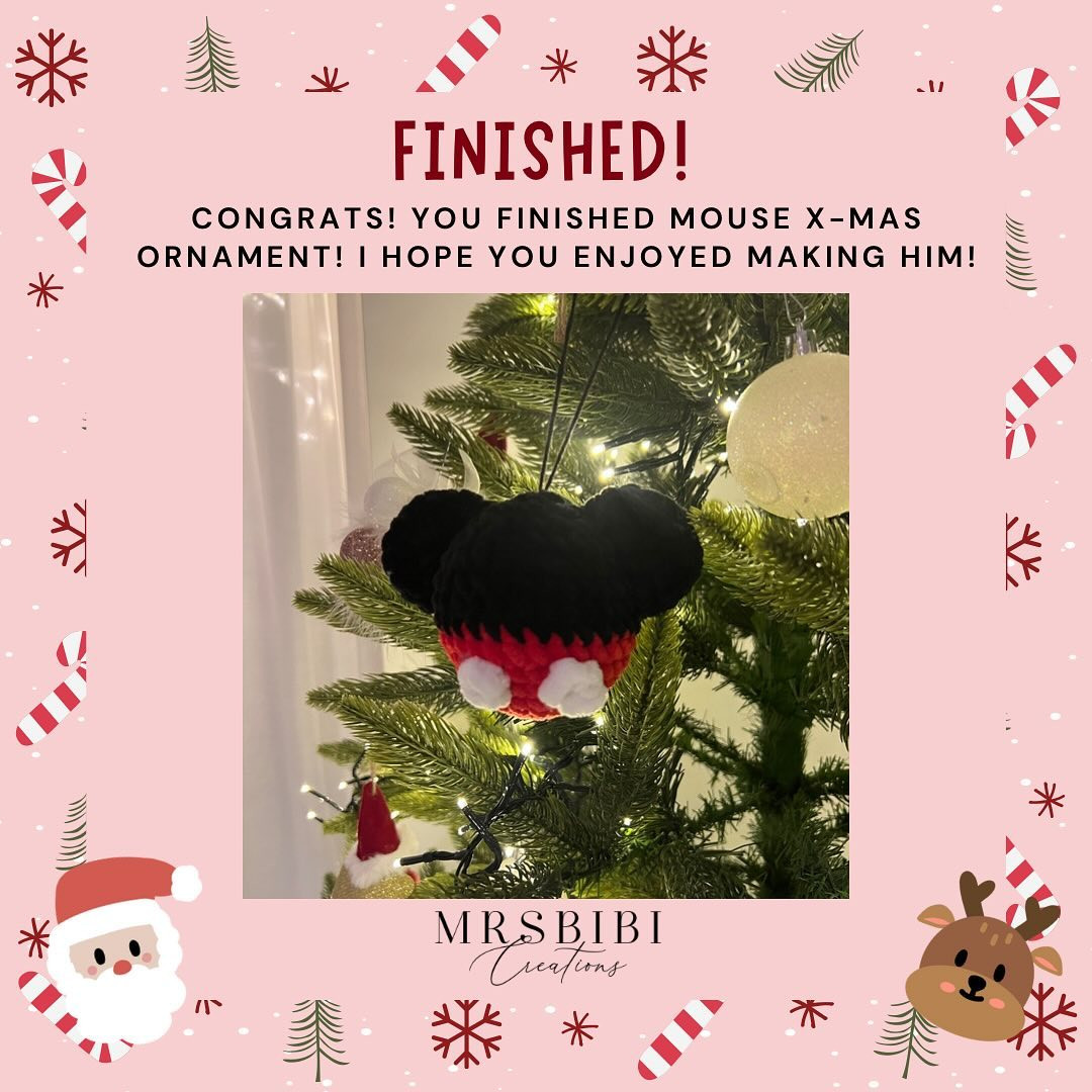 Crochet Mickey Mouse Christmas Ornament for Holiday Decor