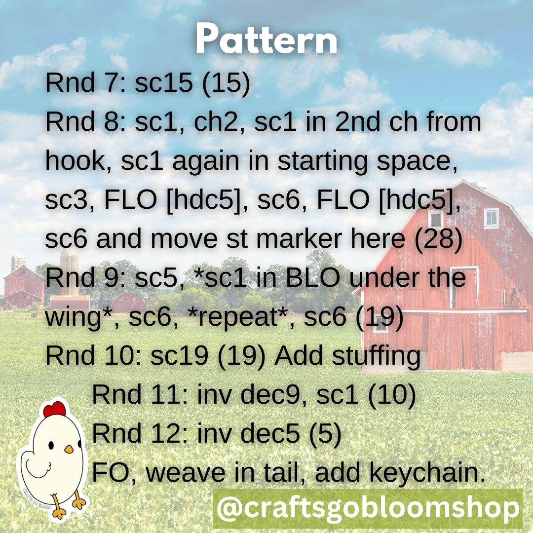 Crochet No Sew Chicken Keychain - Easy Free Pattern