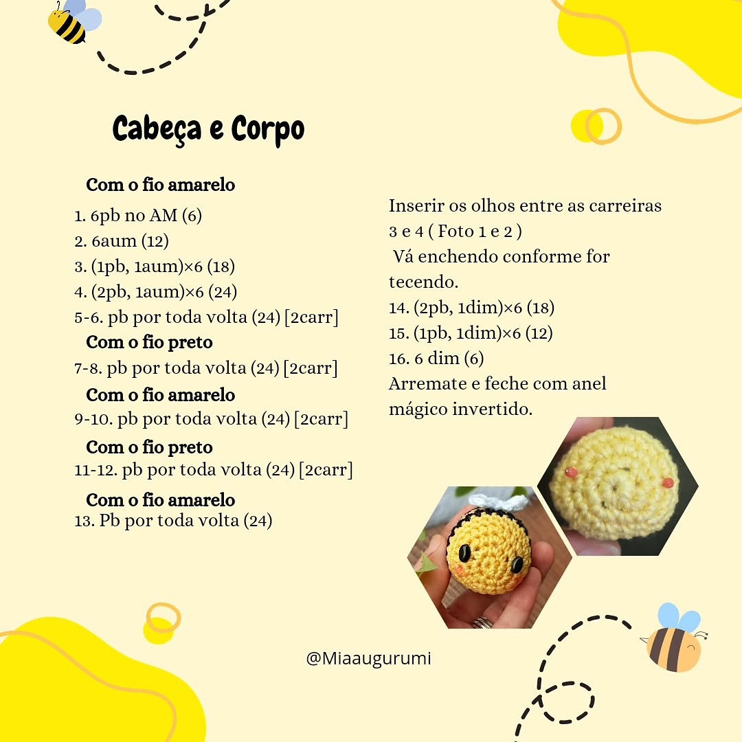 Crochet Pattern: Cute Little Bee Amigurumi Free Tutorial