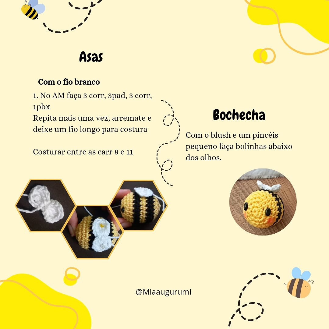 Crochet Pattern: Cute Little Bee Amigurumi Free Tutorial
