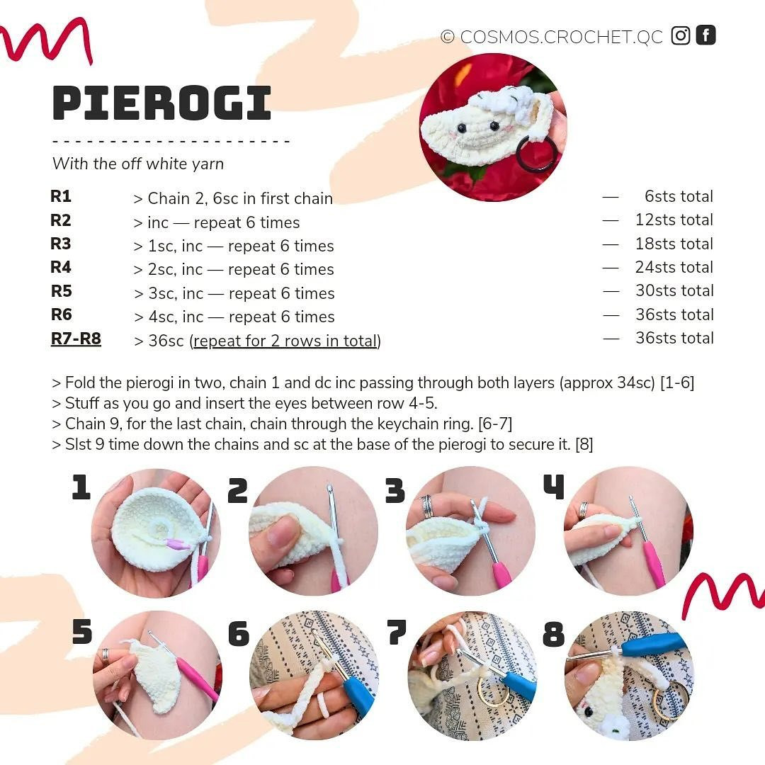 Crochet Pattern: Dolly the Pierogi Keychain Tutorial