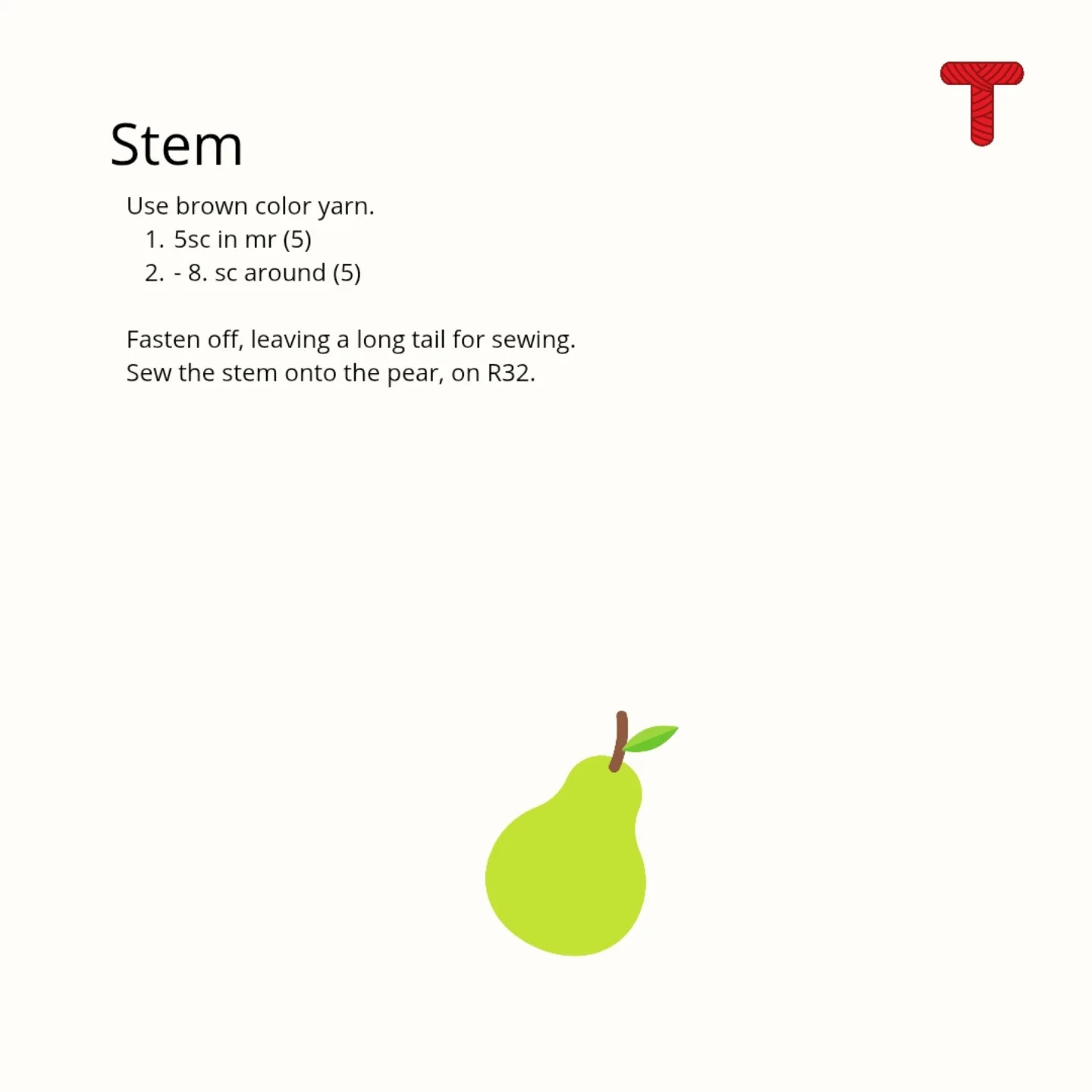 Crochet Pattern for a Cute Amigurumi Pear Toy