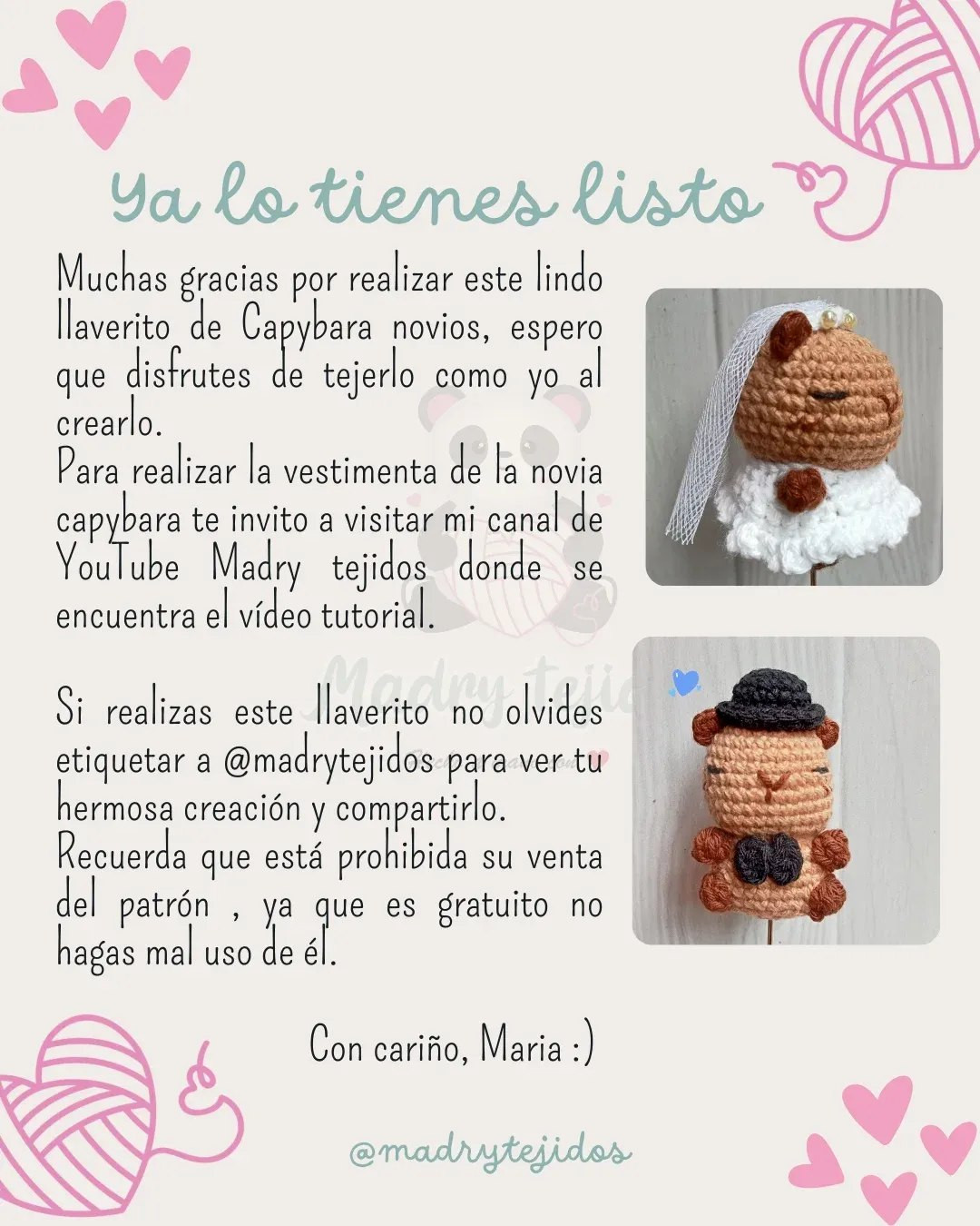 Crochet Pattern for Adorable Capybara Couple in Wedding Attire