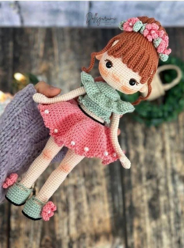 Crochet Pattern for Adorable Doll with Floral Headband