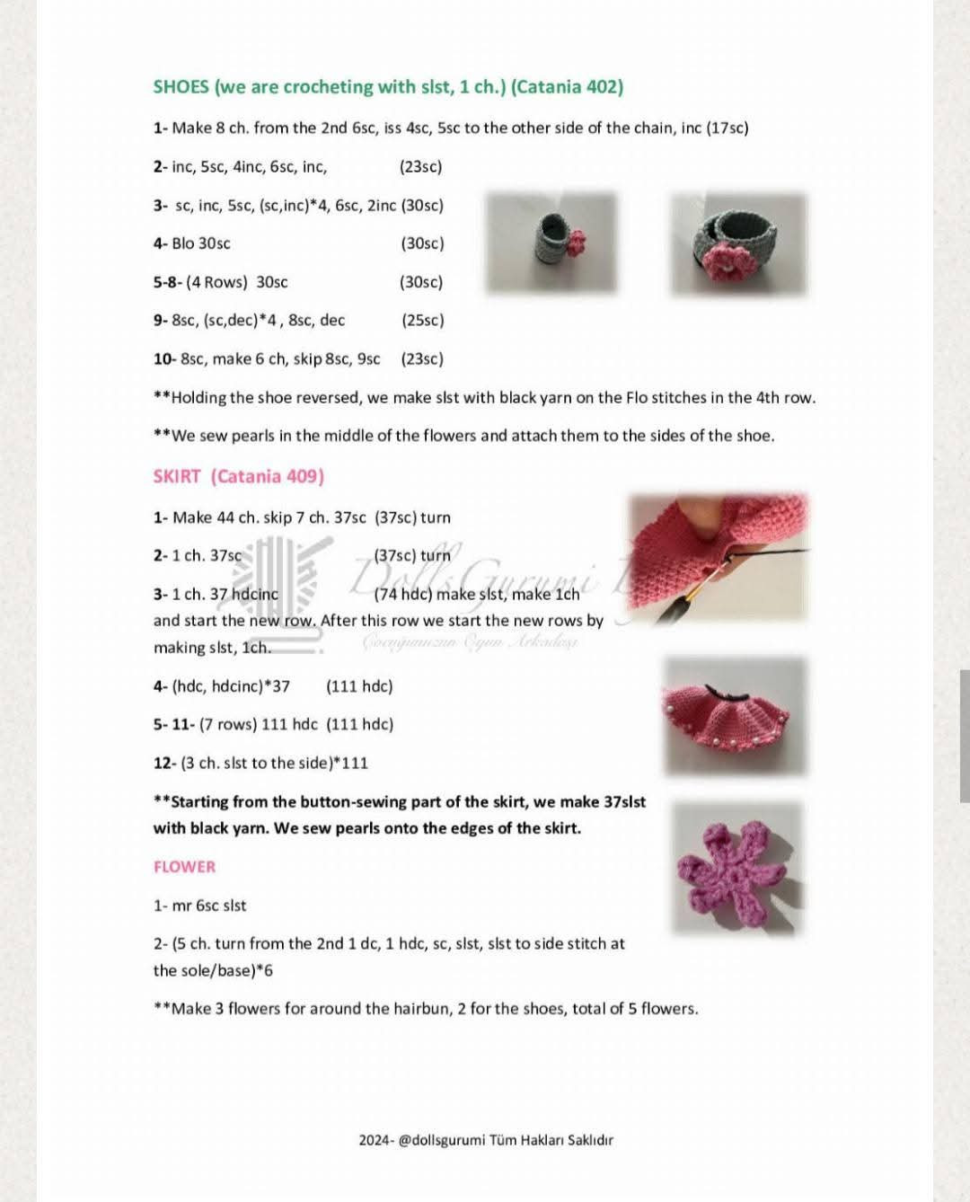 Crochet Pattern for Adorable Doll with Floral Headband