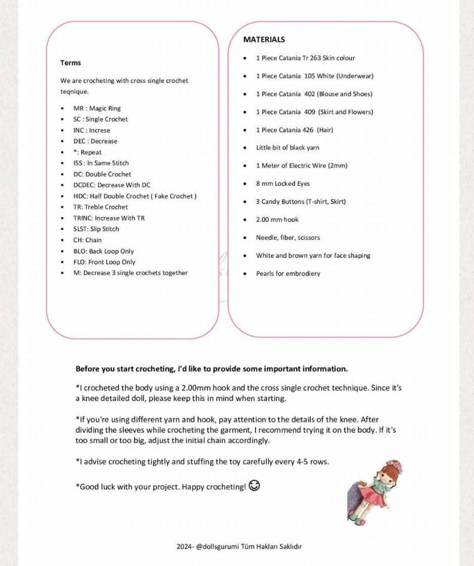 Crochet Pattern for Adorable Doll with Floral Headband