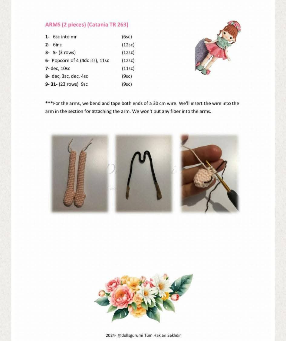 Crochet Pattern for Adorable Doll with Floral Headband