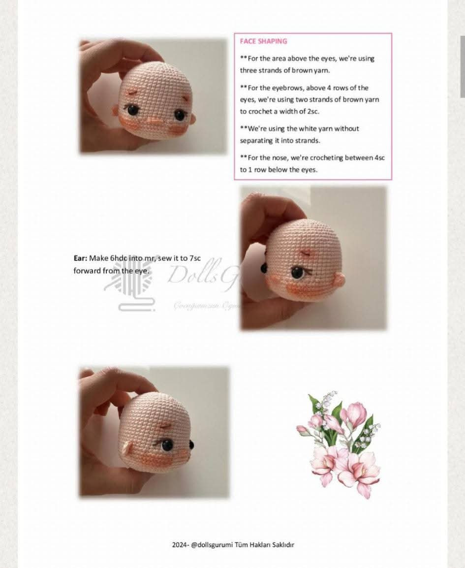 Crochet Pattern for Adorable Doll with Floral Headband