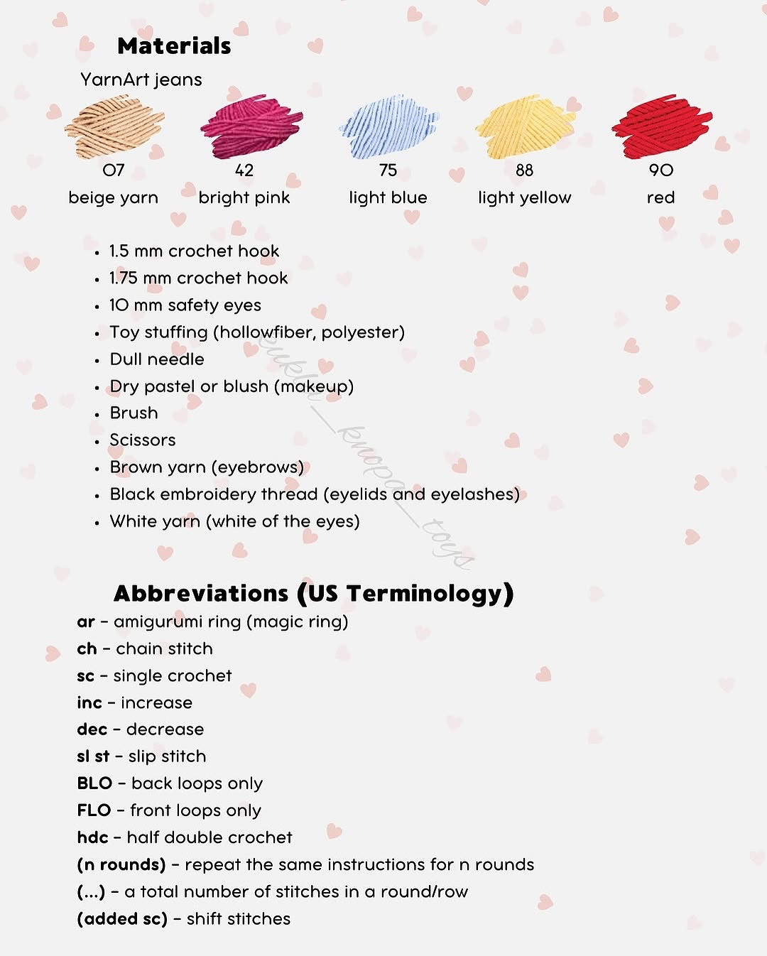 Crochet Pattern for Adorable Doll with Pink Bow and Heart Dress