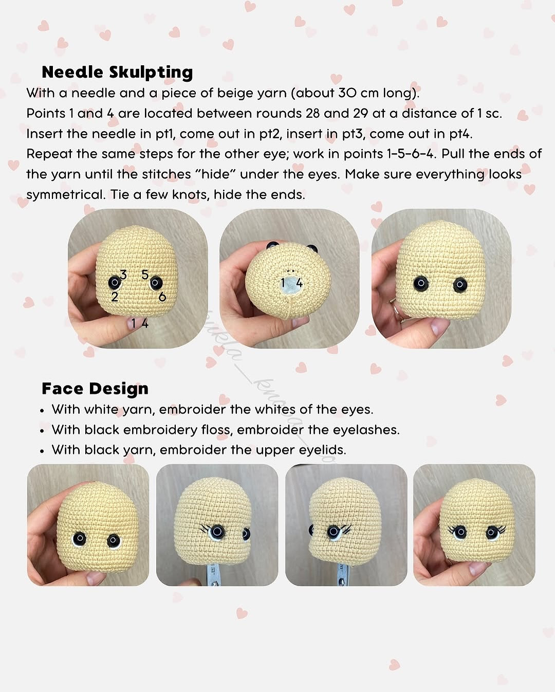 Crochet Pattern for Adorable Doll with Pink Bow and Heart Dress