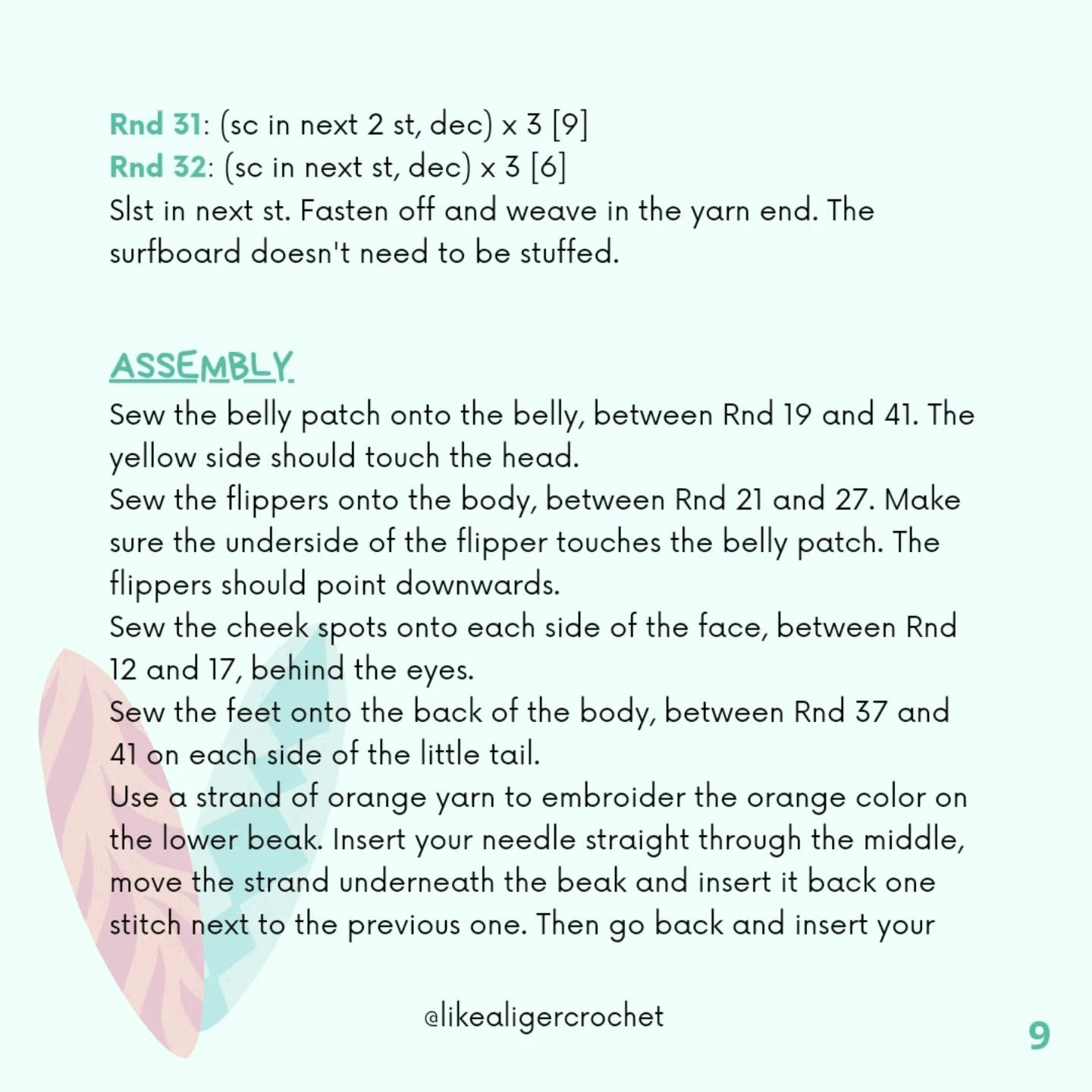 Crochet Pattern for Adorable Surfing Penguin Plush Toy