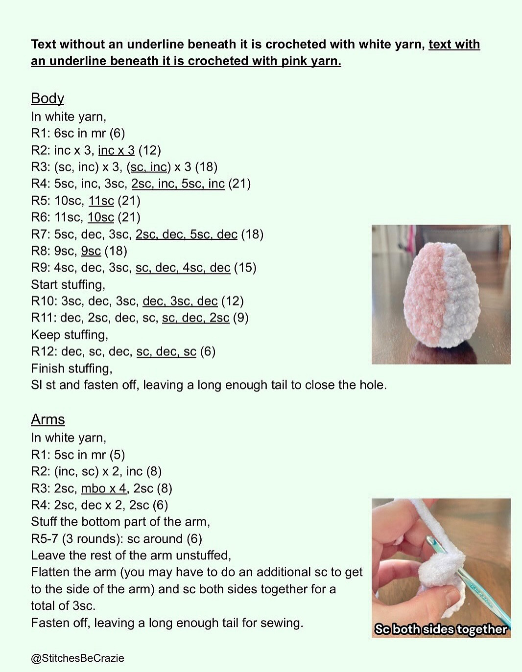 Crochet Pattern for Baby Two-Headed Dragon Amigurumi