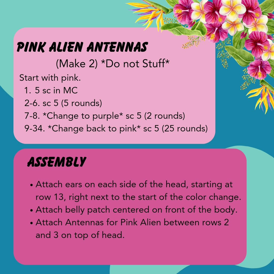 Crochet Pattern for Blue and Pink Alien Dolls