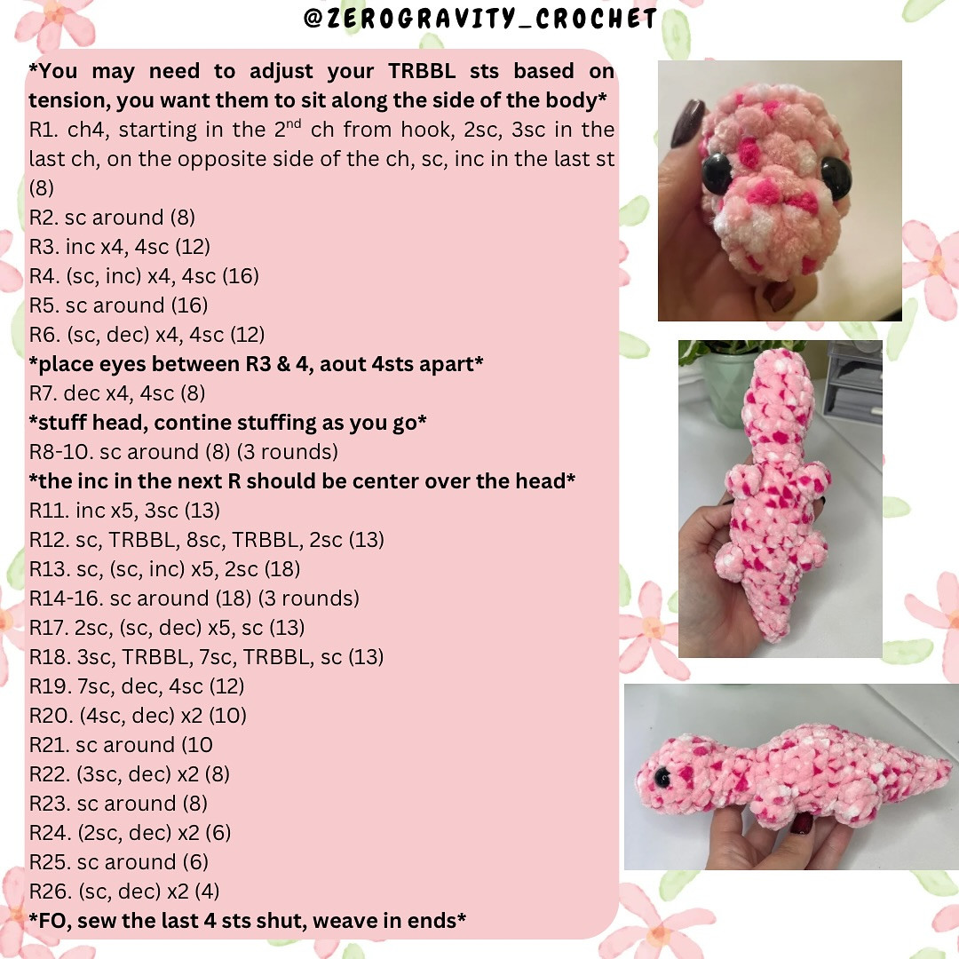 Crochet Pattern for Bonnie the Mini Bronto Dinosaur