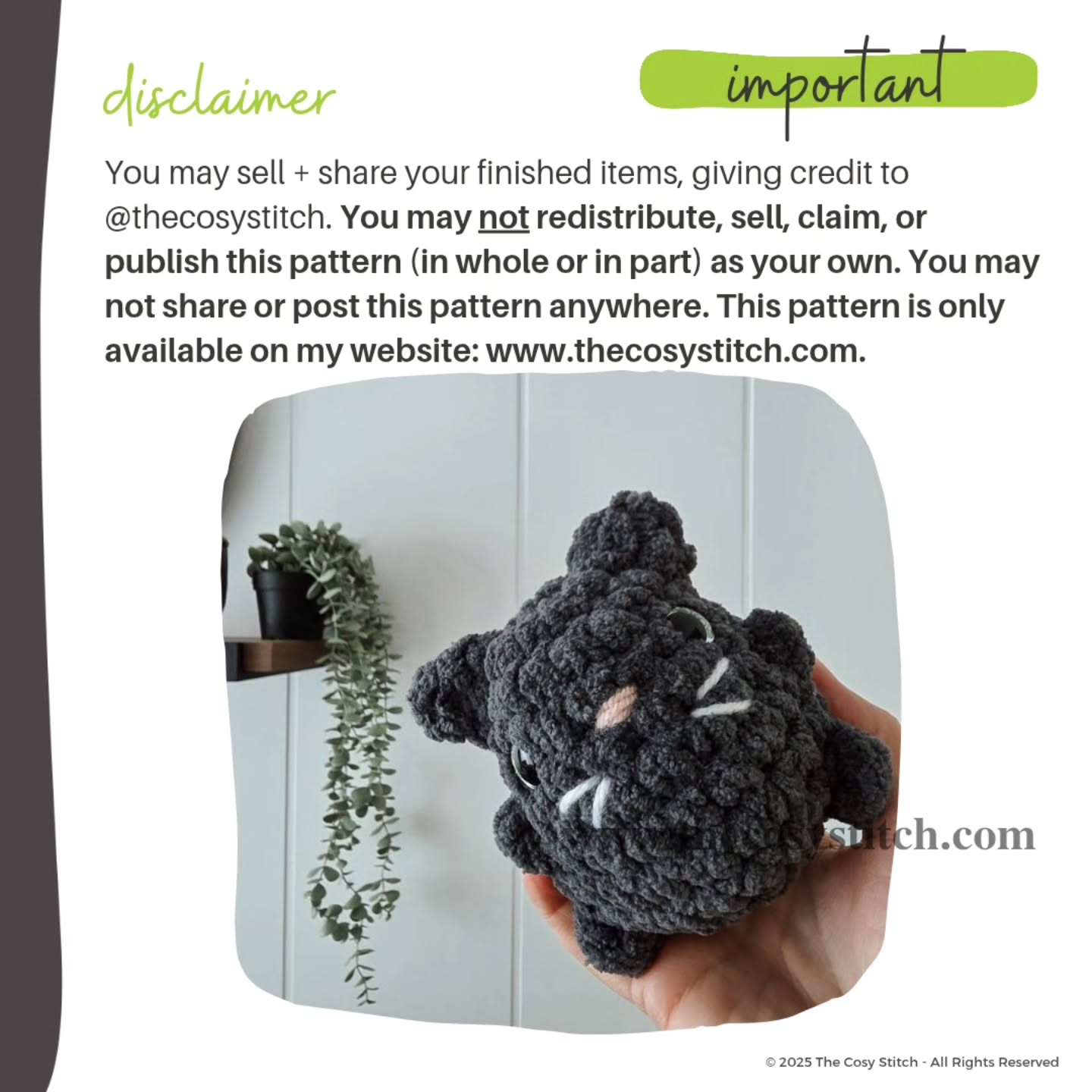 Crochet Pattern for Chubby Black Cat Amigurumi Toy