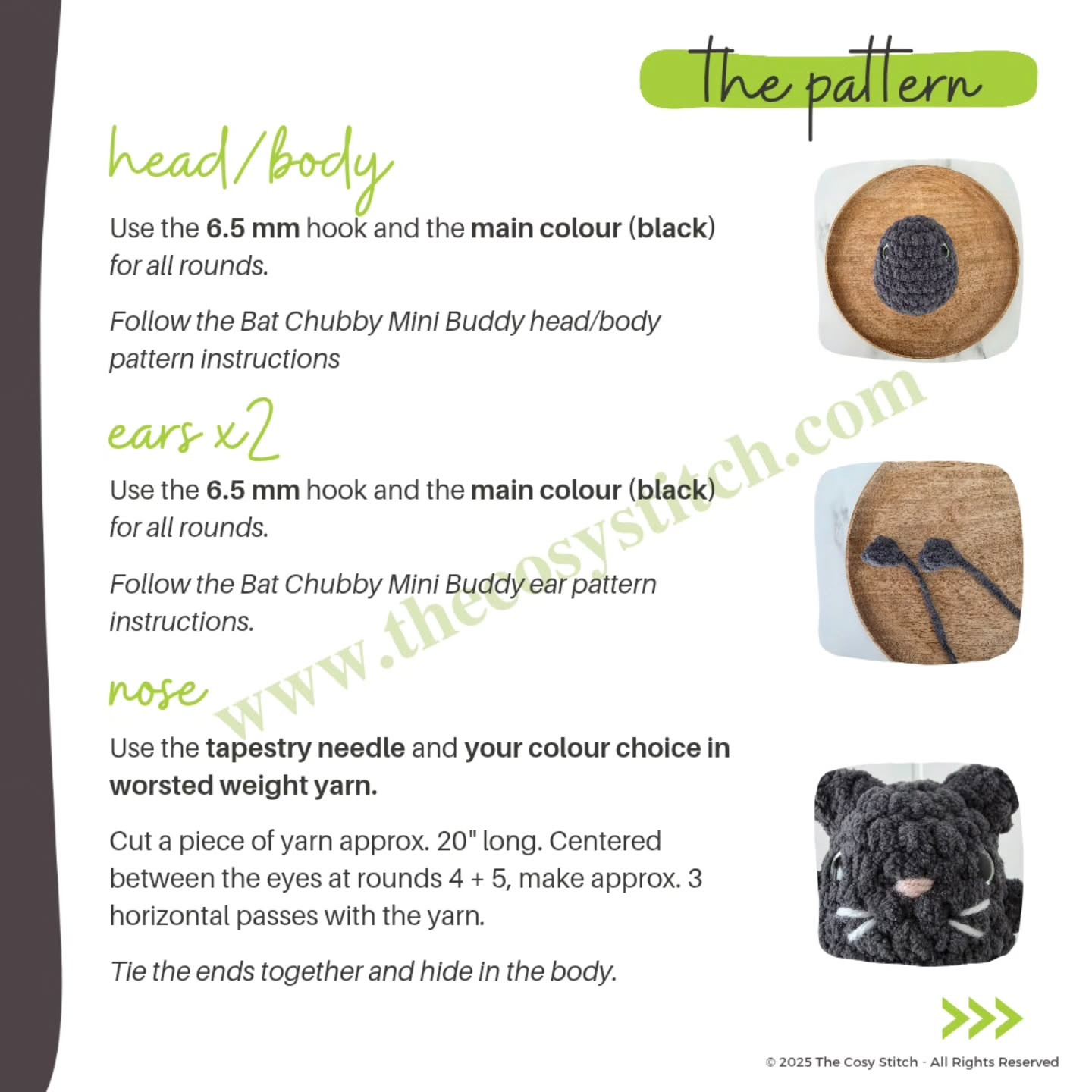 Crochet Pattern for Chubby Black Cat Amigurumi Toy