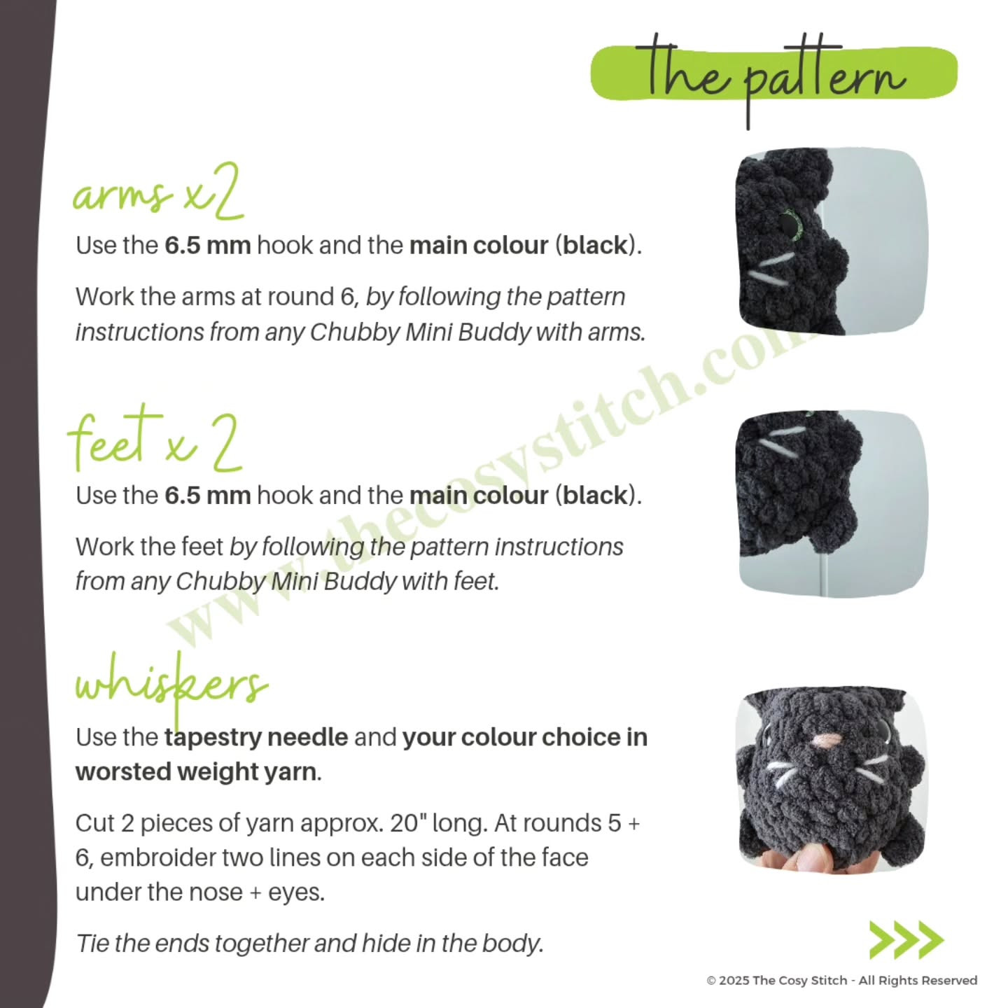 Crochet Pattern for Chubby Black Cat Amigurumi Toy