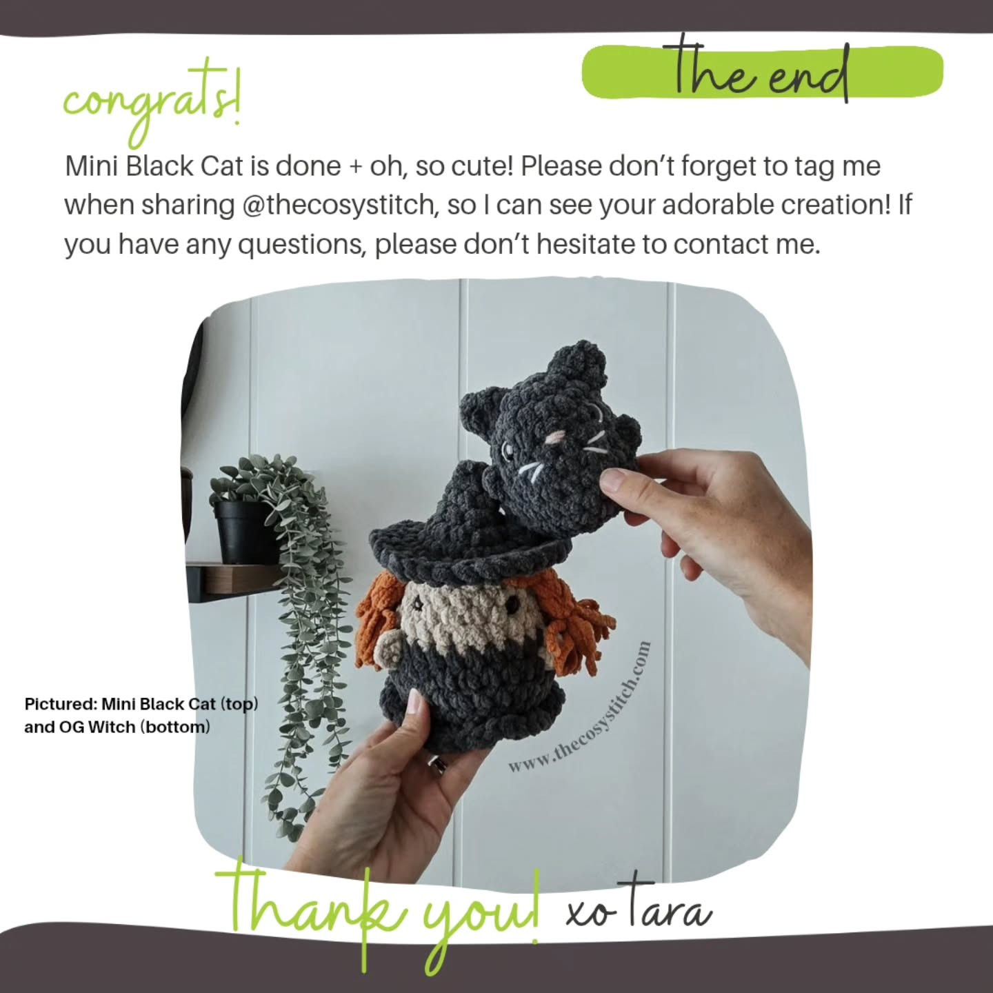 Crochet Pattern for Chubby Black Cat Amigurumi Toy