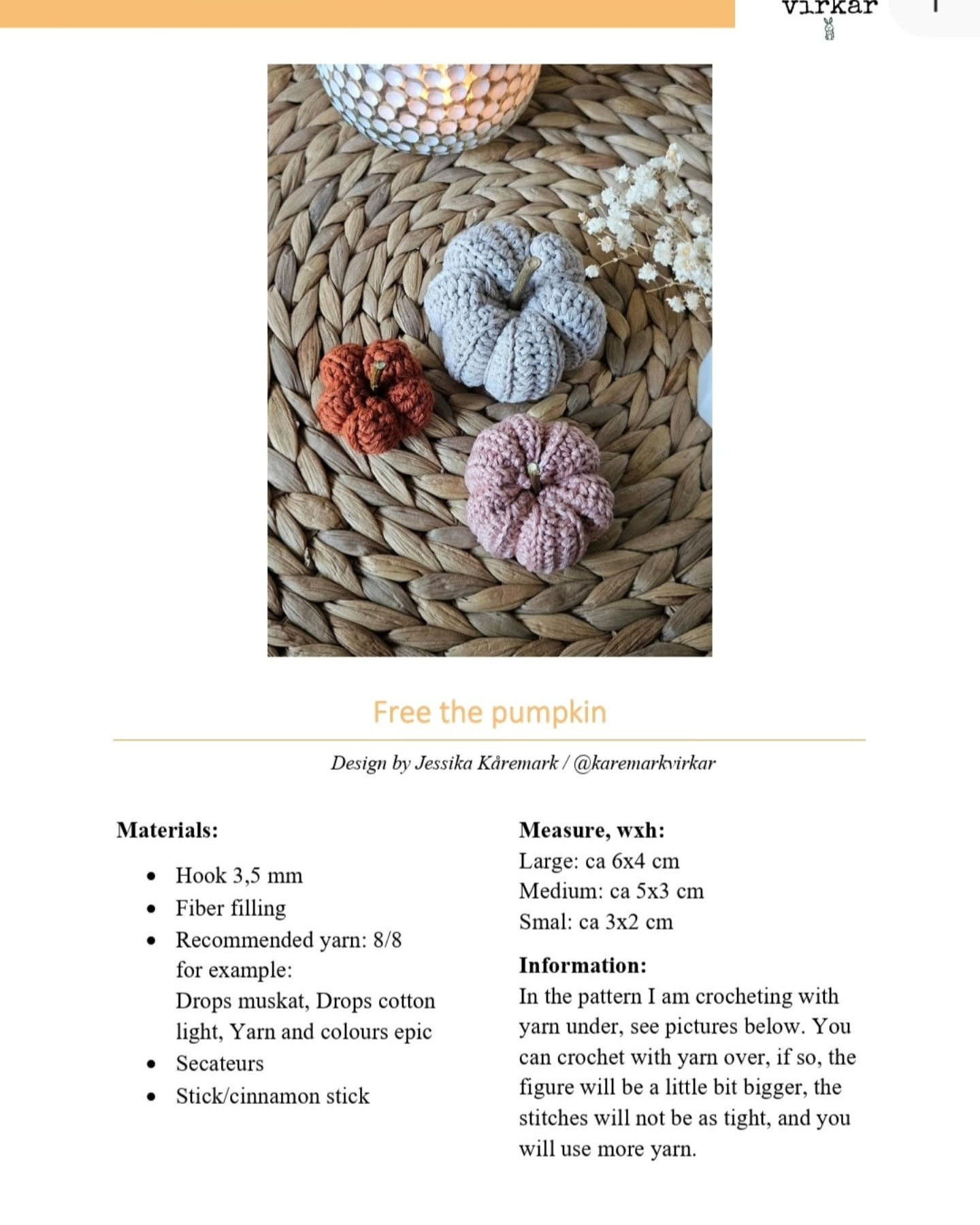 Crochet Pattern for Colorful Autumn Pumpkins in Basket