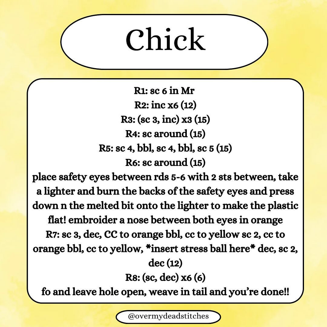 Crochet Pattern for Cute Chick Stress Ball Toy