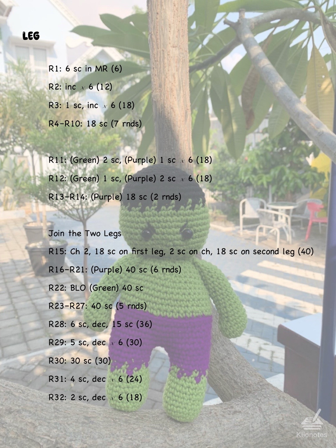 Crochet Pattern for Cute Green Monster Doll Hulk Pattern Amigurumi