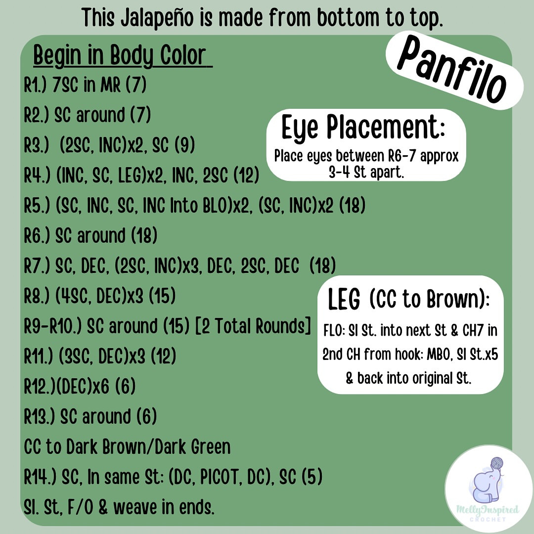 Crochet Pattern for Cute Jalapeño Amigurumi Set