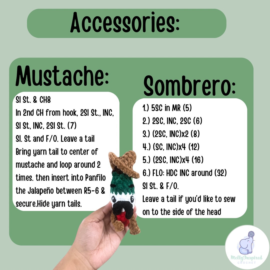 Crochet Pattern for Cute Jalapeño Amigurumi Set