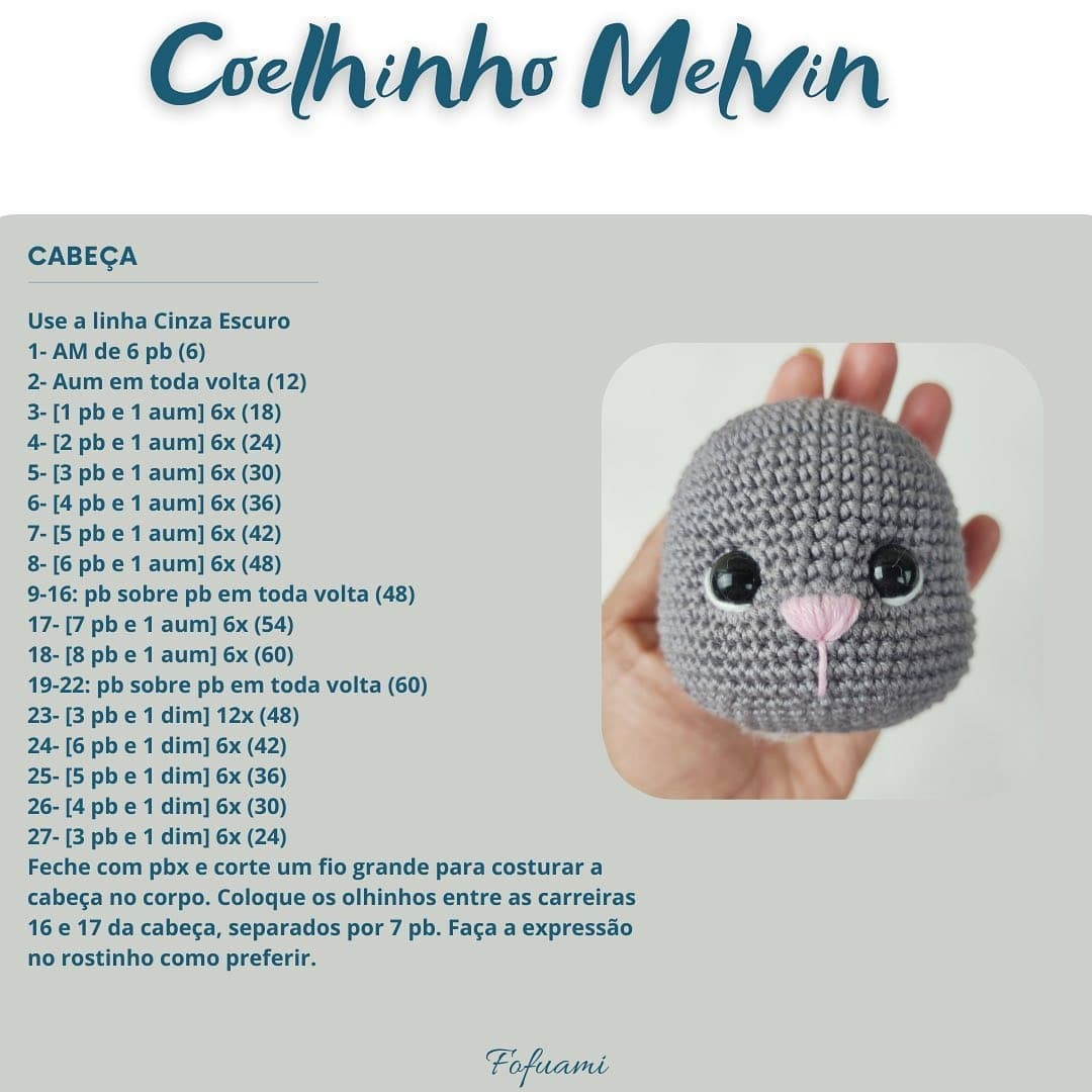 Crochet Pattern for Cute Melvin Bunny Amigurumi