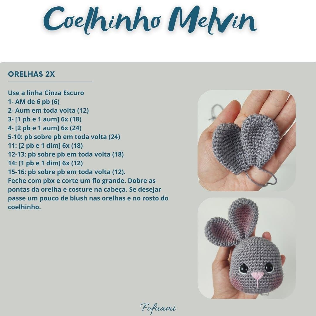 Crochet Pattern for Cute Melvin Bunny Amigurumi