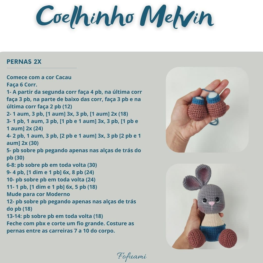 Crochet Pattern for Cute Melvin Bunny Amigurumi