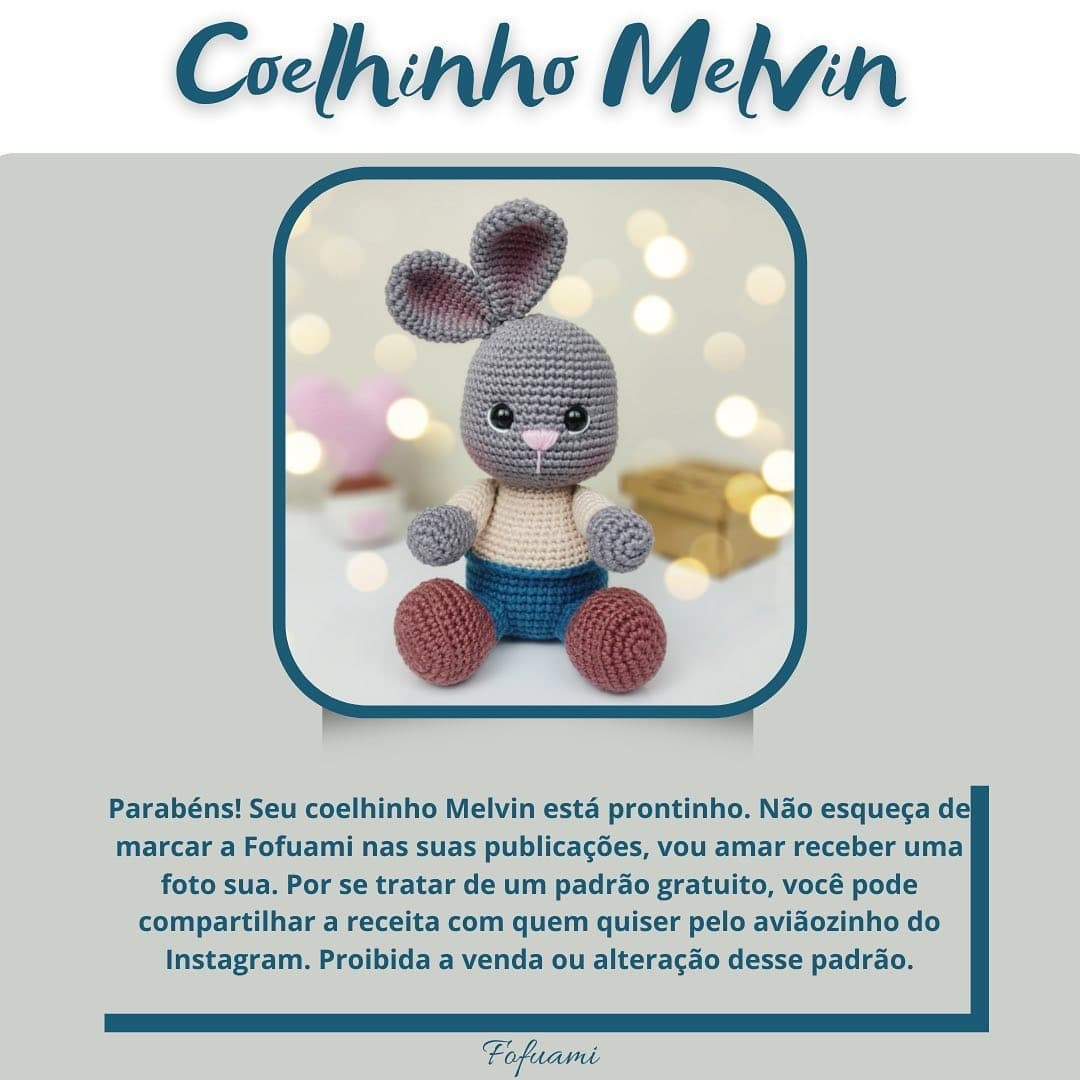 Crochet Pattern for Cute Melvin Bunny Amigurumi