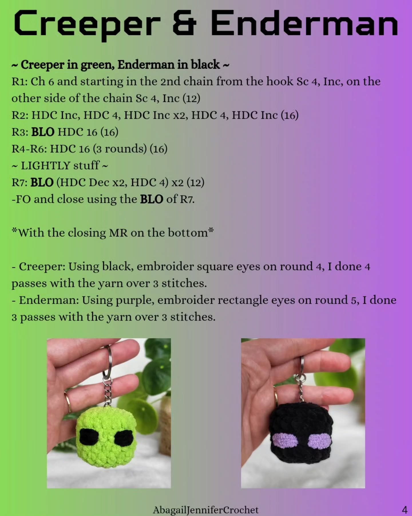 Crochet Pattern for Cute Minecraft Keychains - Free Download