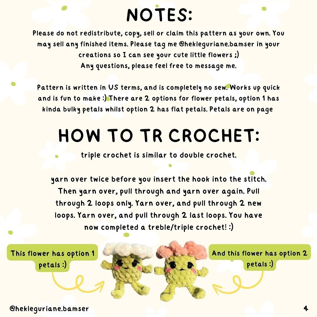 Crochet Pattern for Cute Mini Flower Keychain Toy