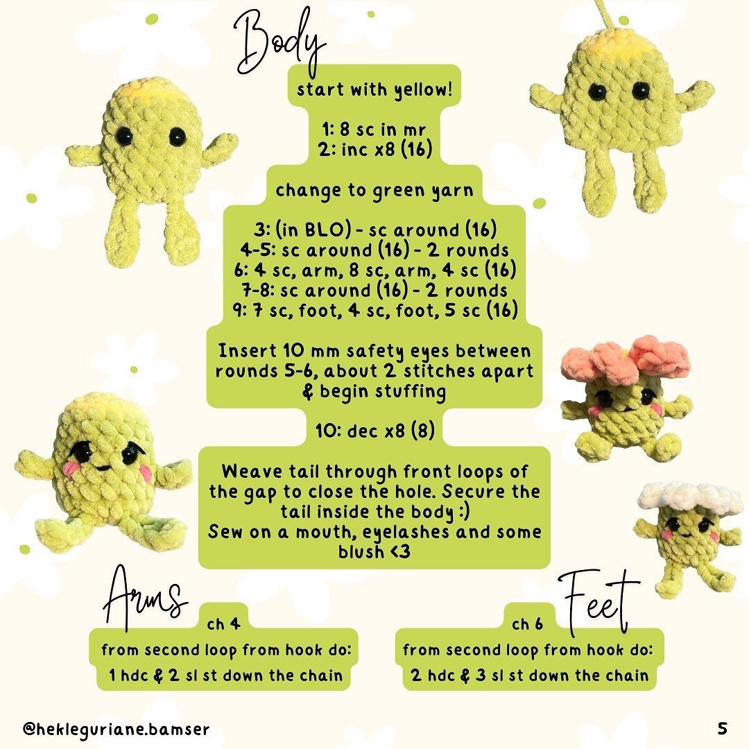 Crochet Pattern for Cute Mini Flower Keychain Toy