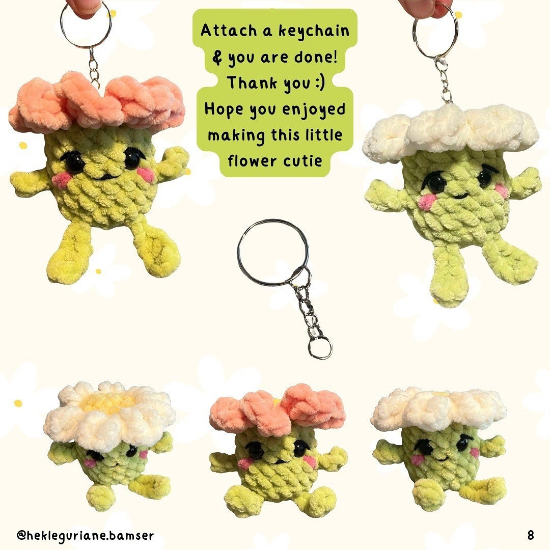 Crochet Pattern for Cute Mini Flower Keychain Toy