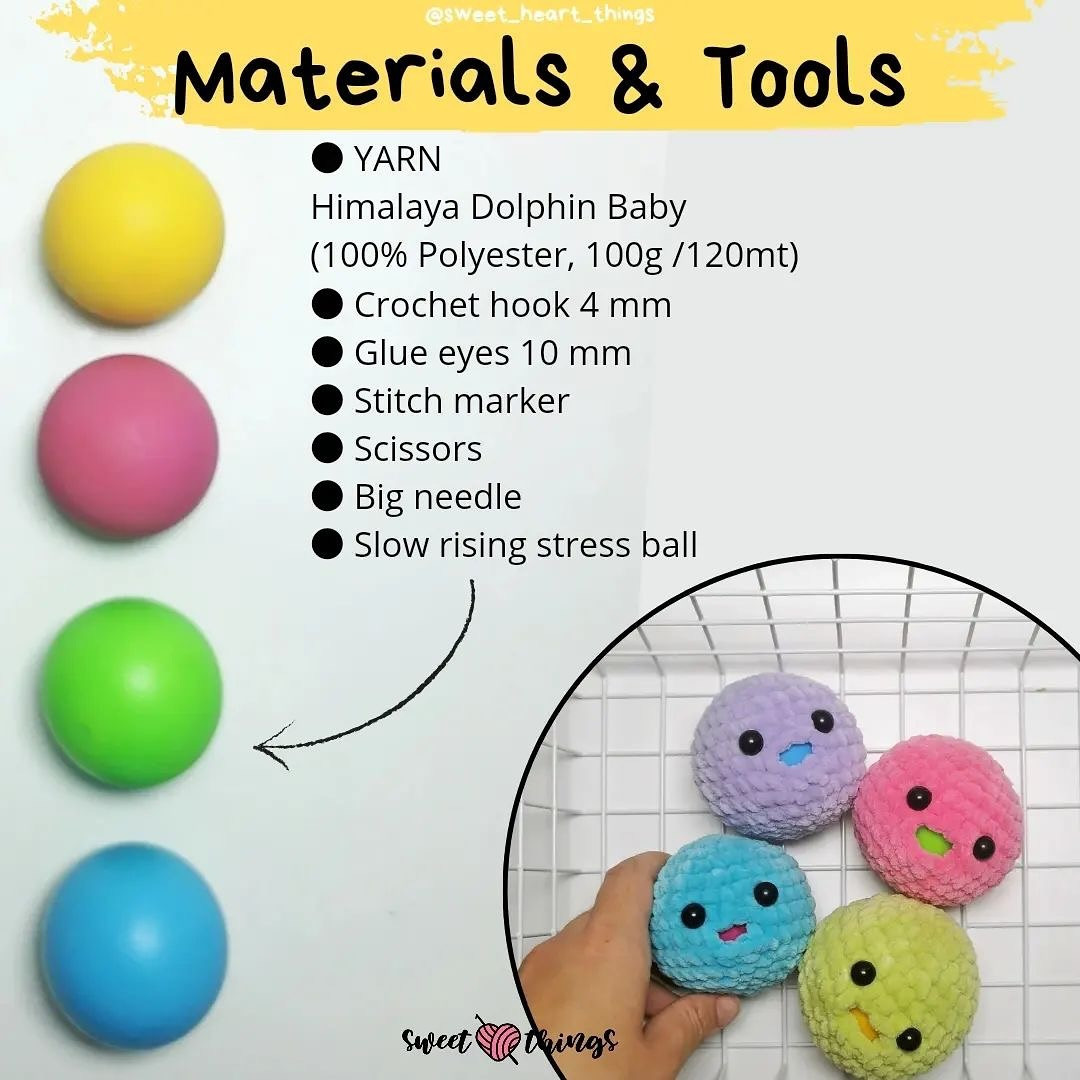 Crochet Pattern for Cute Mochi Stress Ball - Easy and Fun!