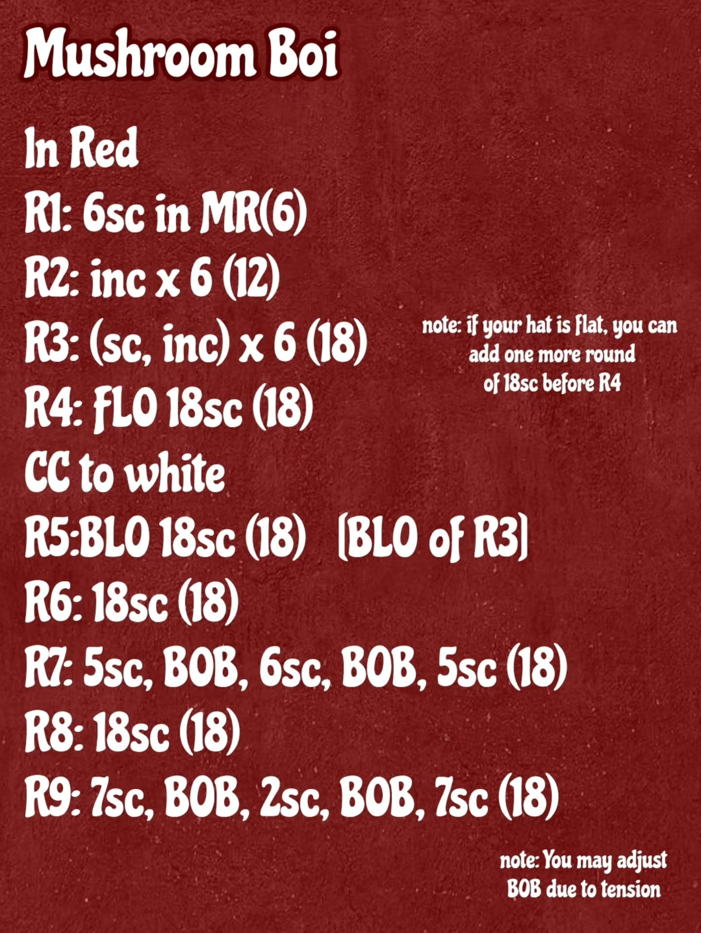 Crochet Pattern for Cute Mushroom Plushie with Red Hat