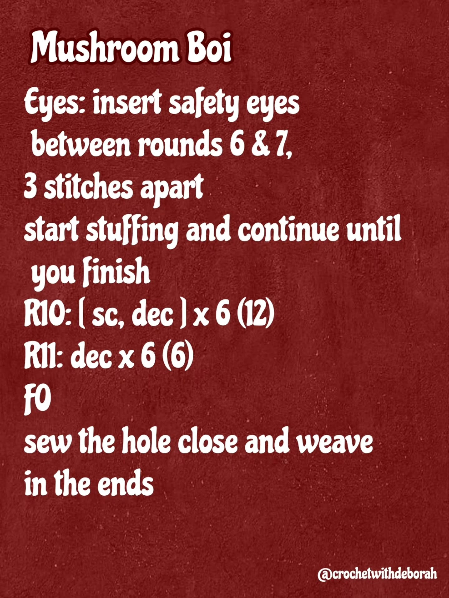 Crochet Pattern for Cute Mushroom Plushie with Red Hat