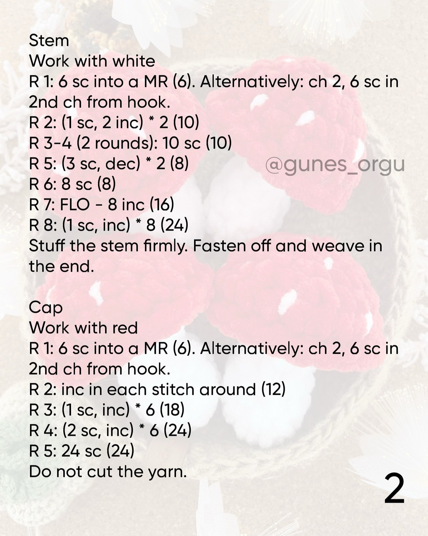 Crochet Pattern for Cute Red Mushrooms - Free Tutorial Included