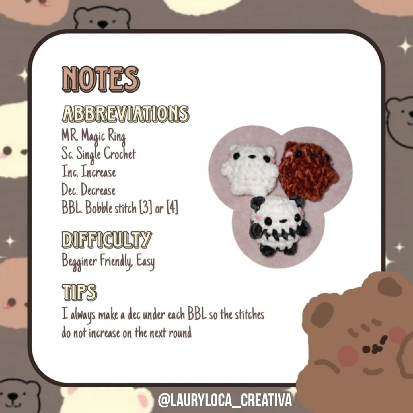 Crochet Pattern for Cute Smool Bears Amigurumi